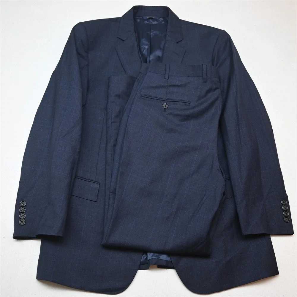 Brooks Brothers 42R 36x30 Blue Glenn Check Reda Wool Italy Made 1818 Regent Suit